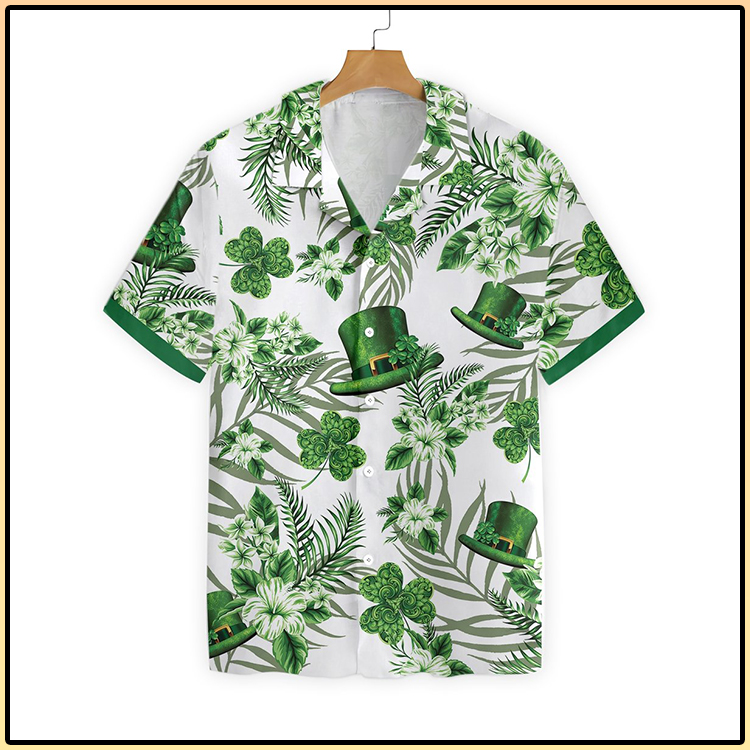 Erin Go Braugh Ireland Green Hat and Shamrock Pattern Hawaiian Shirt 3