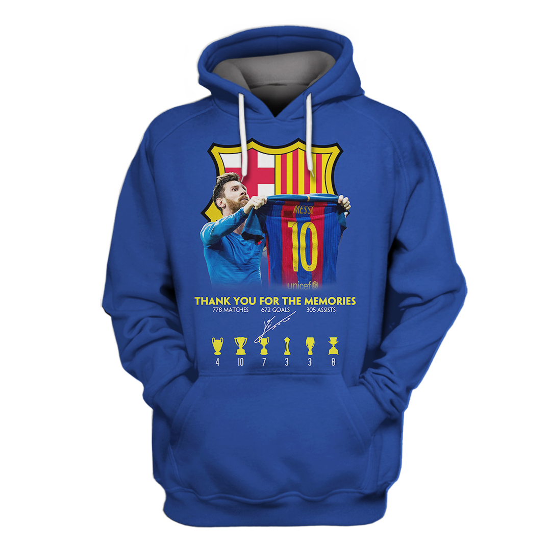FC Barcelona Messi thank you for the memoris 3d hoodie and shirt