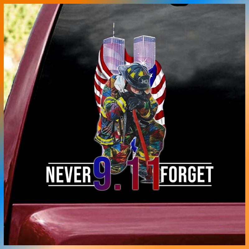 Firefighter September 11th Never Forget decal 1