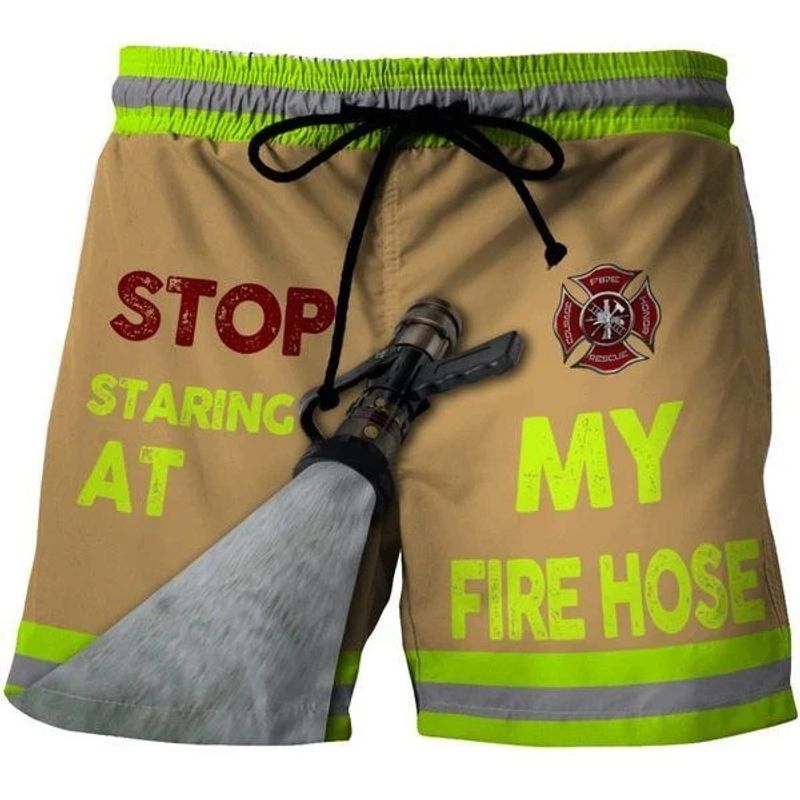 Firefighter Stop staring at my fire house beach short pants