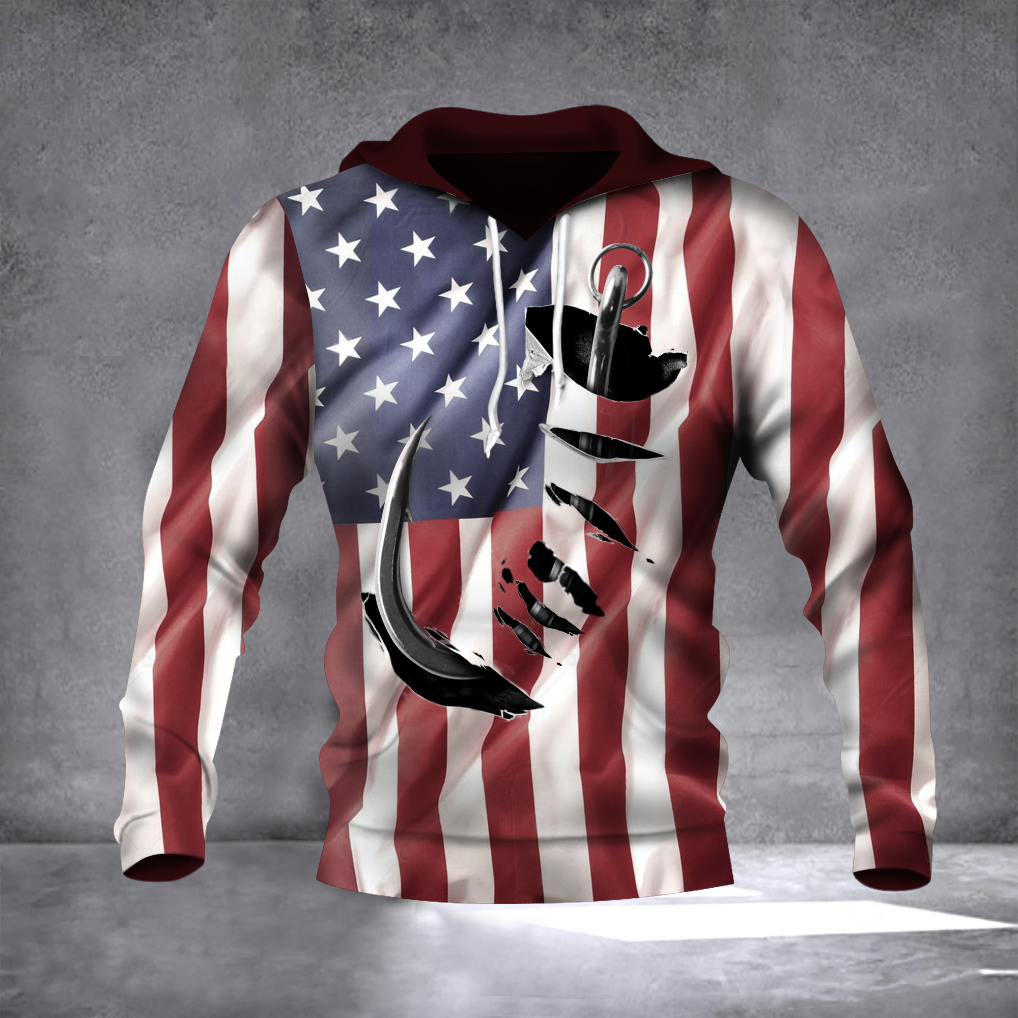 Fish Hook American Flag Hoodie 3D Print All Over Patriotic USA Flag 4Th Of July Gift Ideas1
