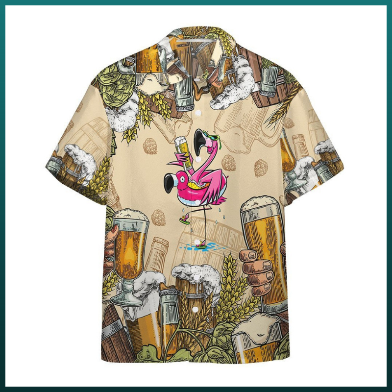 Flamingo Holding beer cup Hawaiian shirt 2