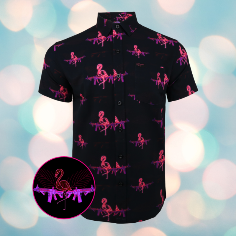 Flamingo shotgun Hawaiian shirt 3d