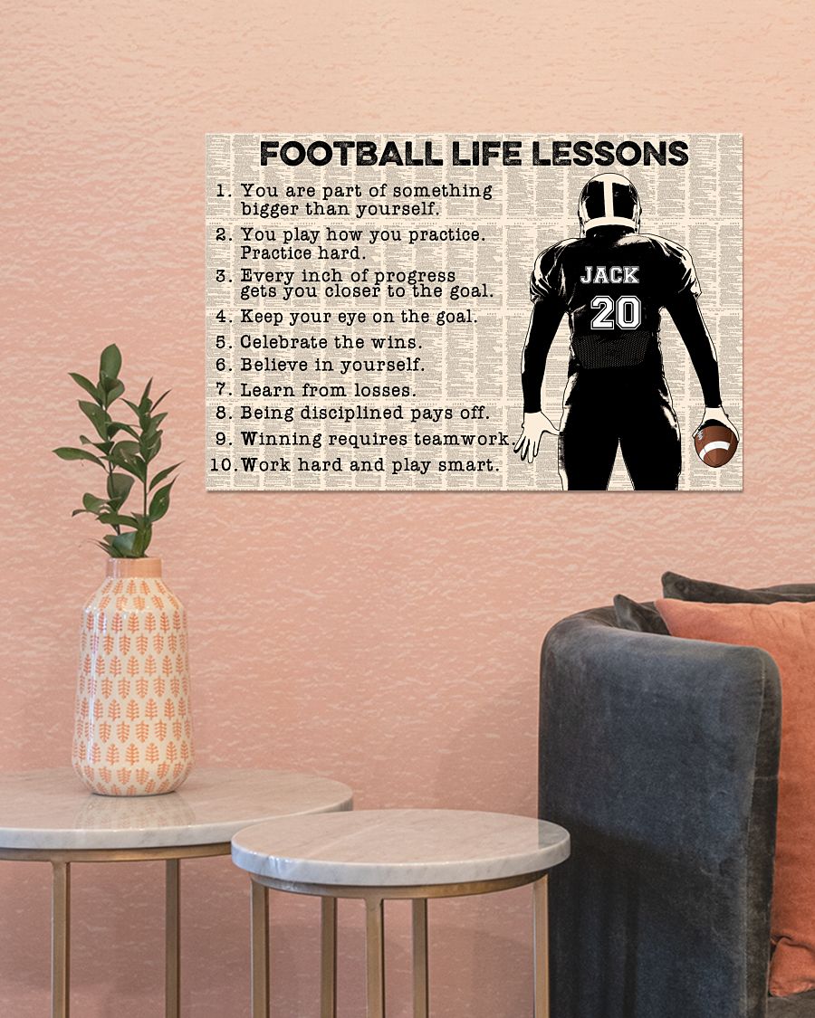 Football life lessons custom name and number poster 2