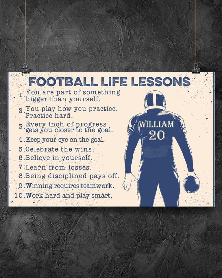 Football life lessons custom name poster