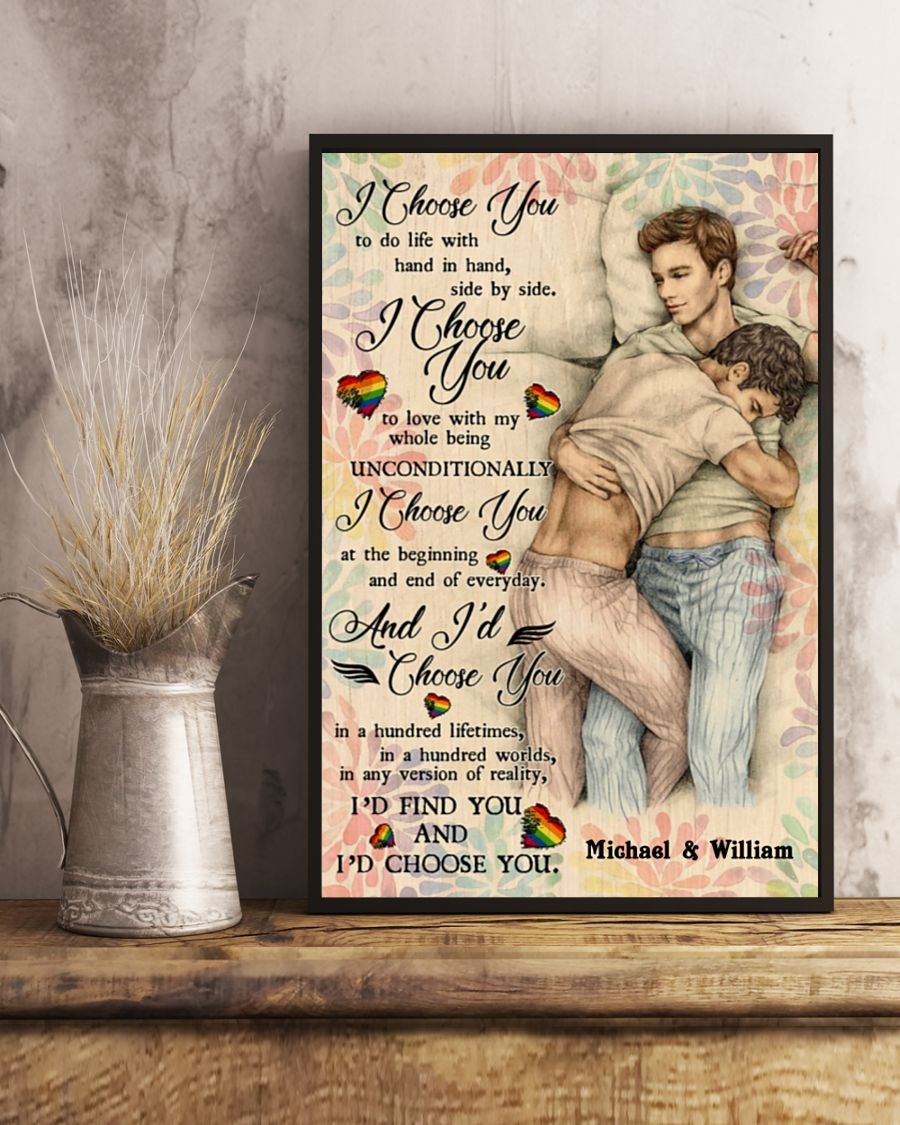 Gay I choose you to do life with hand in hand side by side poster