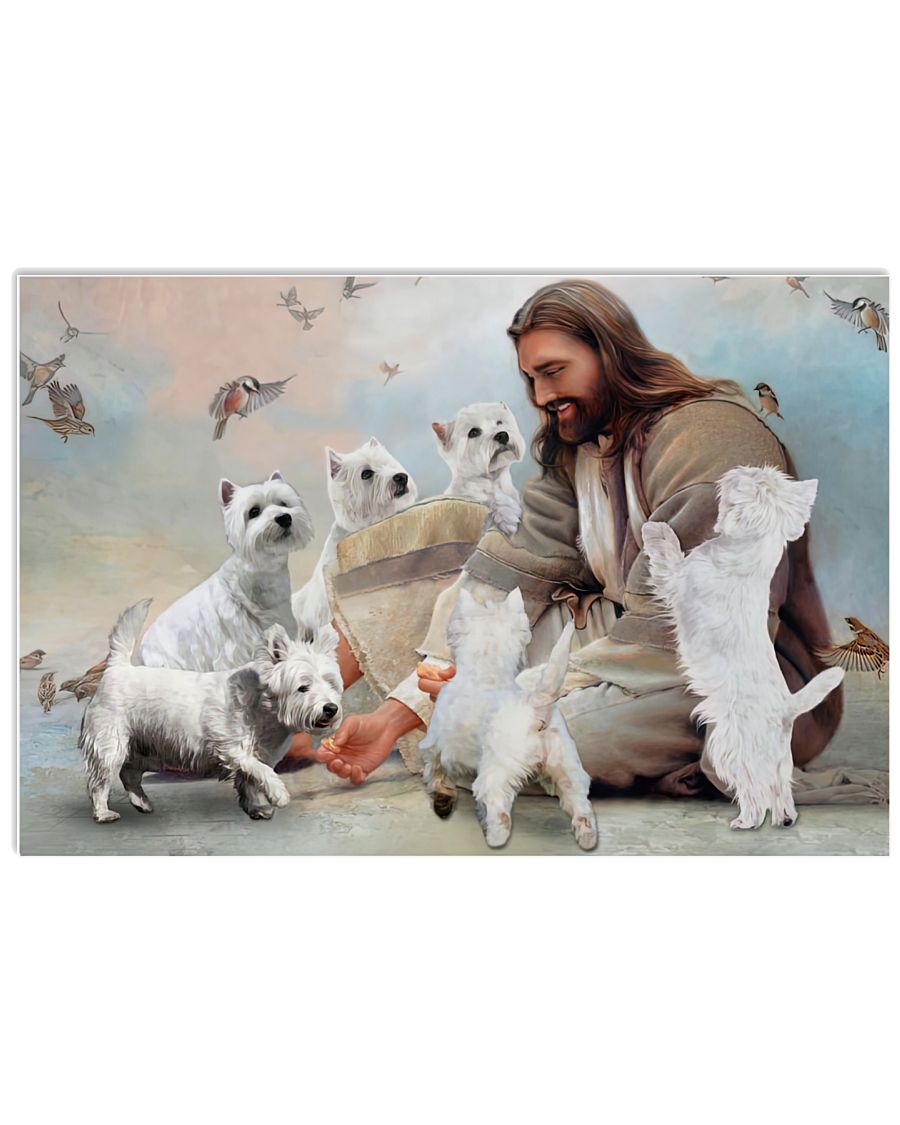 God surrounded by Westie angels poster