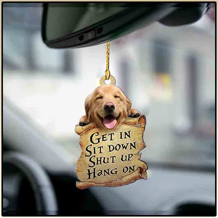 Golden retriever get in sit down shut up hang out ornament4