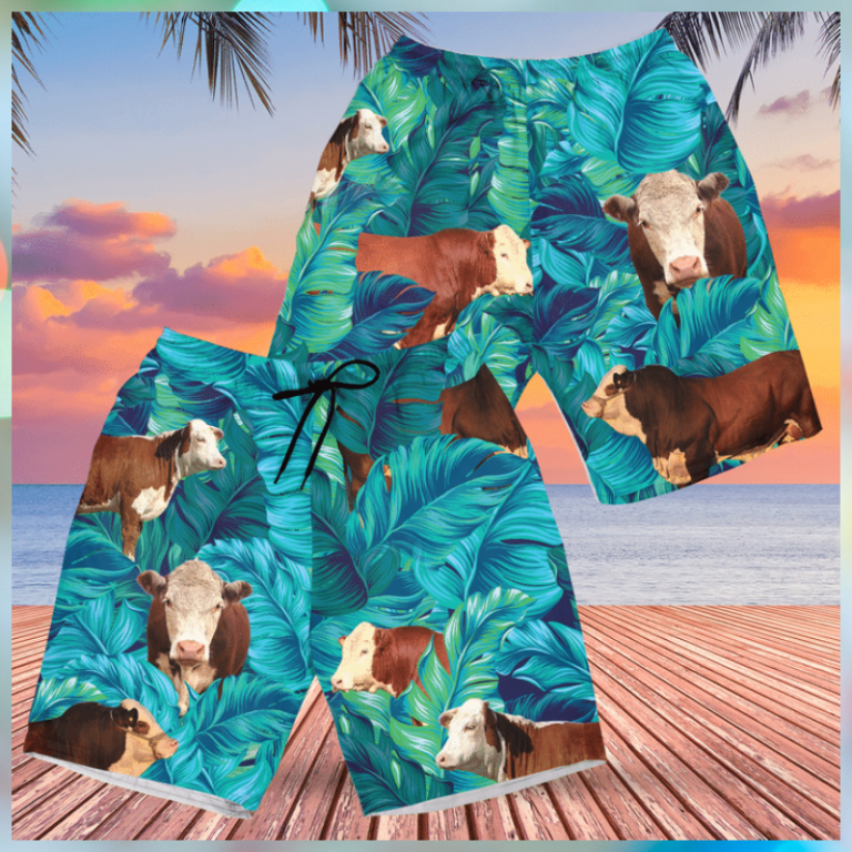 Hereford cattle Hawaiian shorts 2