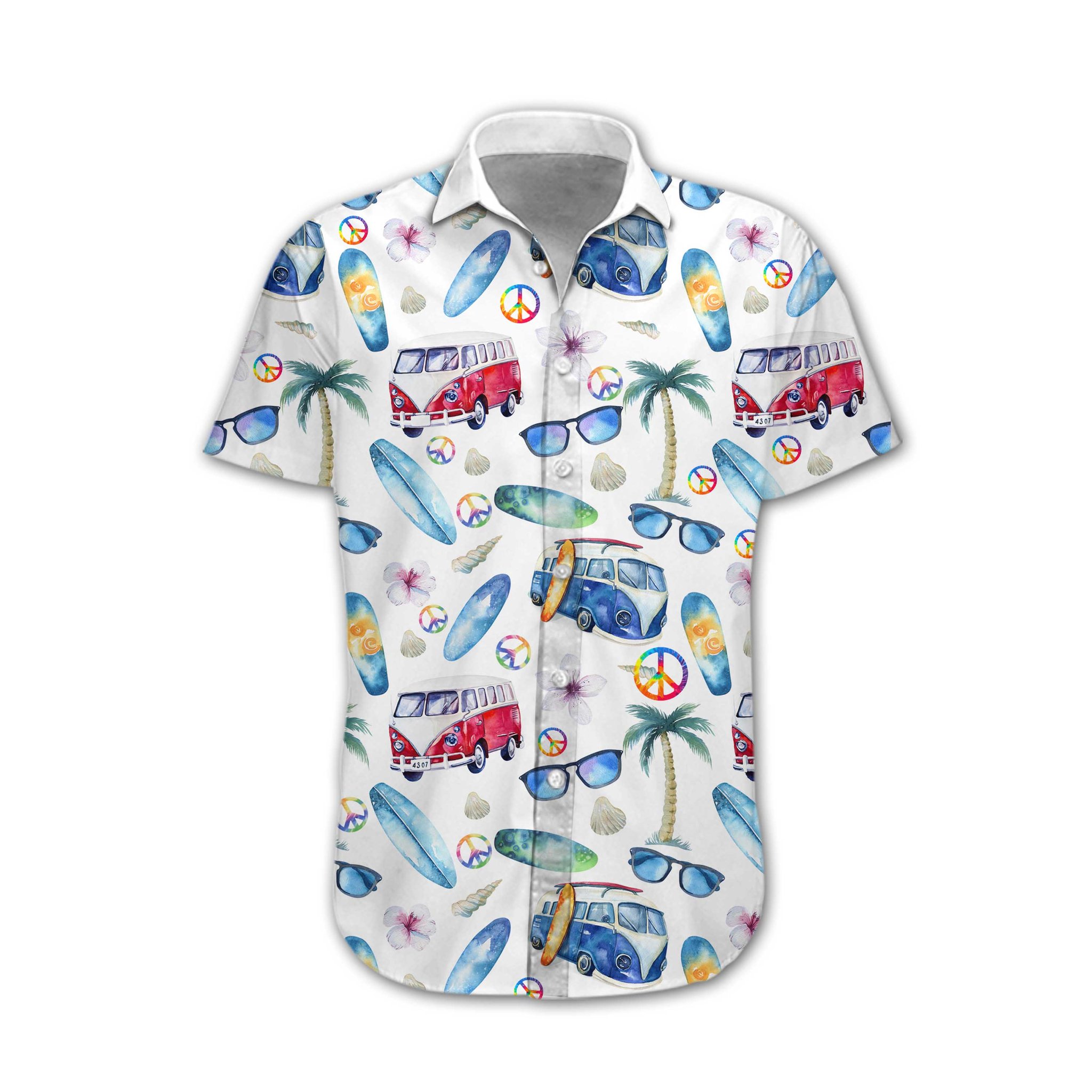 Hippie Car Beach Hawaiian Shirt 1
