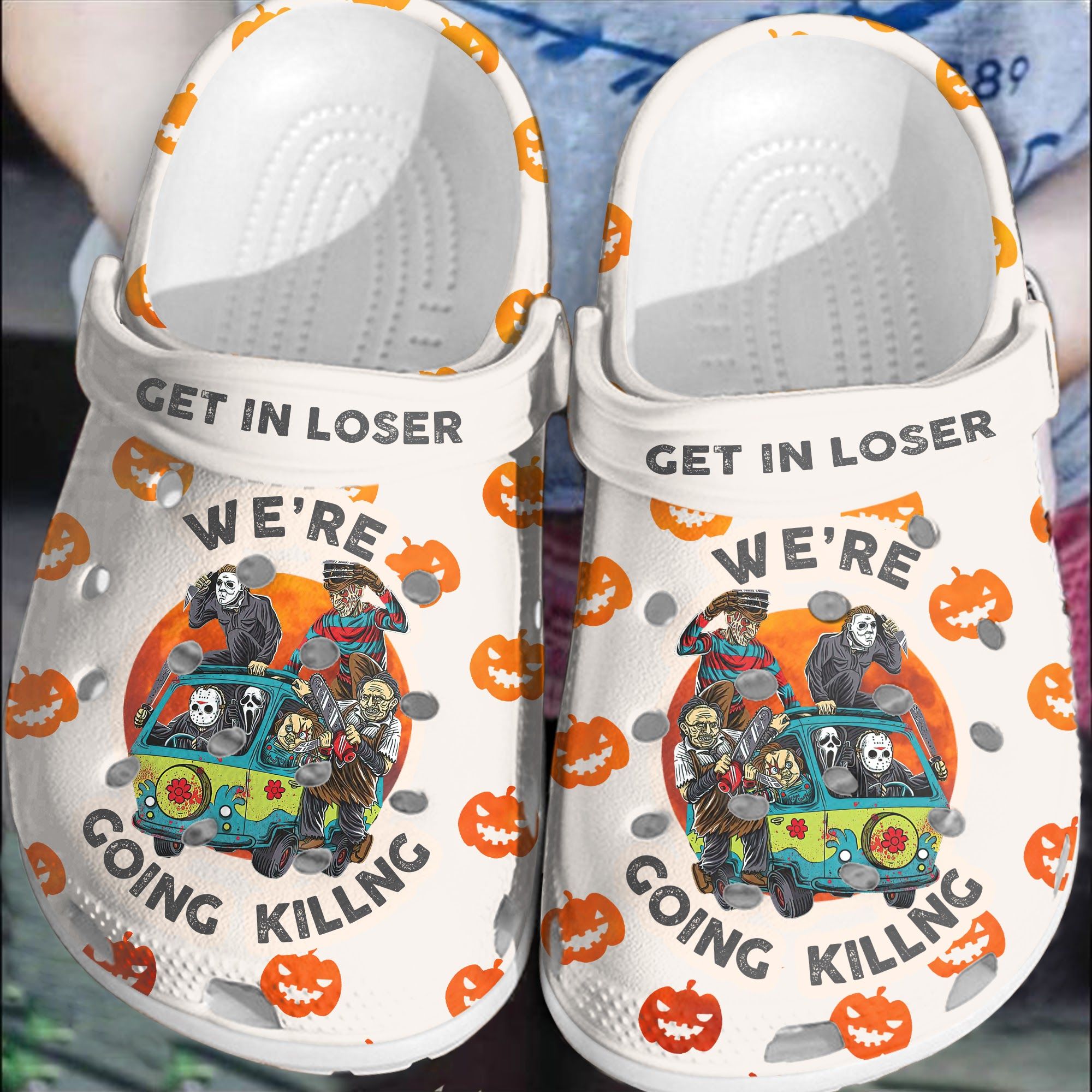 Horror characters get in loser we are going killing clog crocband shoes