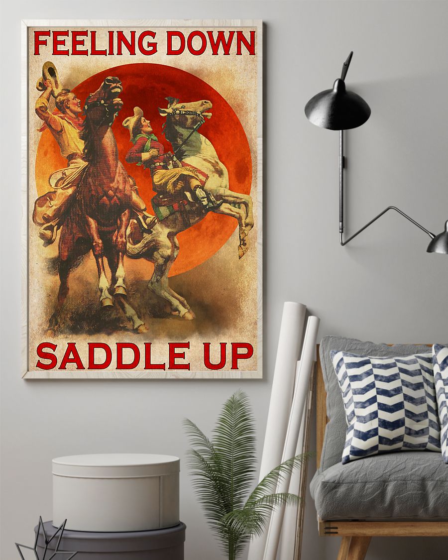 Horse riding feeling down saddle up poster