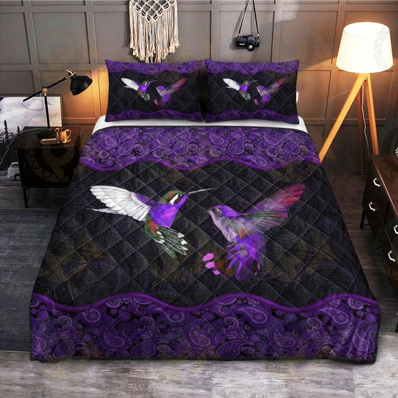 Hummingbird couple purple quilt bedding set.jpg4