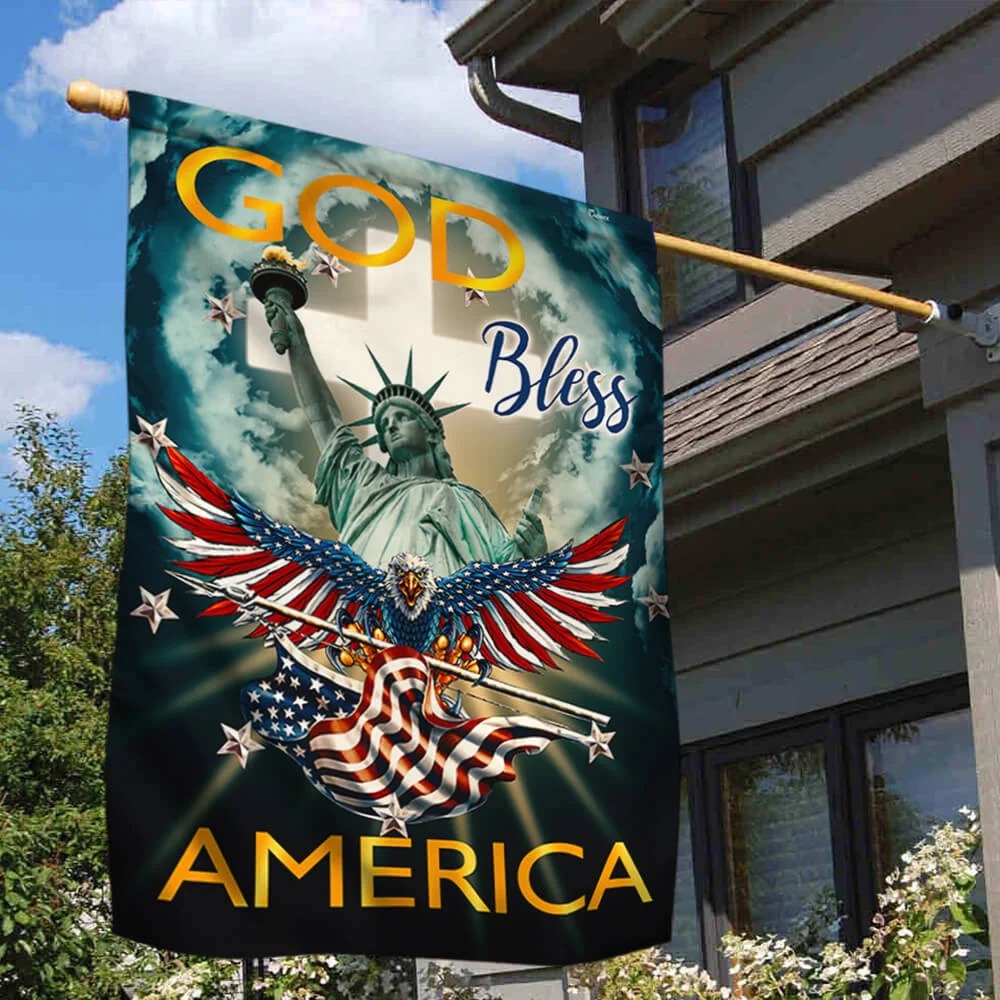 Eagle Jesus God bless America flag