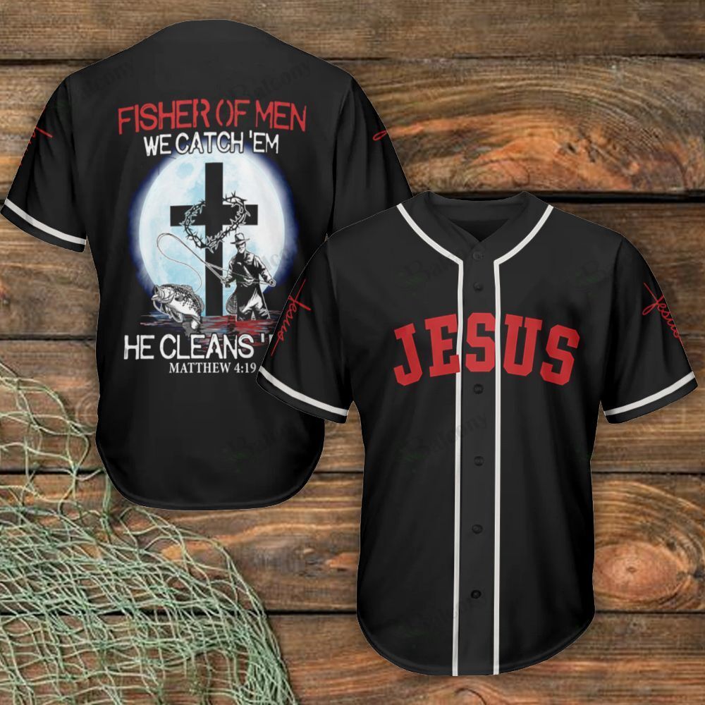 Jesus fisher of men baseball jersey shirt