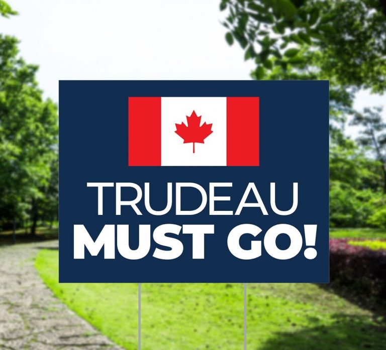 Justin Trudeau must go Canada flag yard sign 1