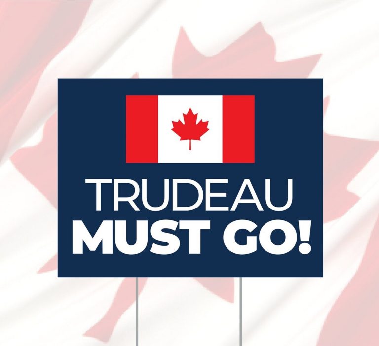 Justin Trudeau must go Canada flag yard sign