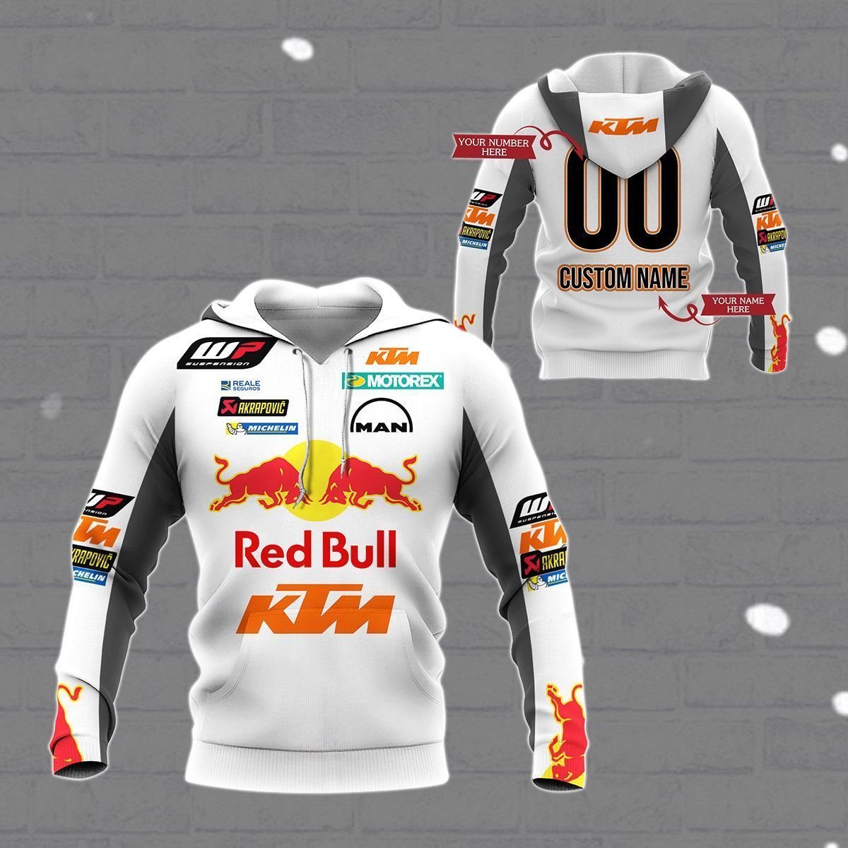 KTM Racing Red Bull 3d all over print hoodie 1