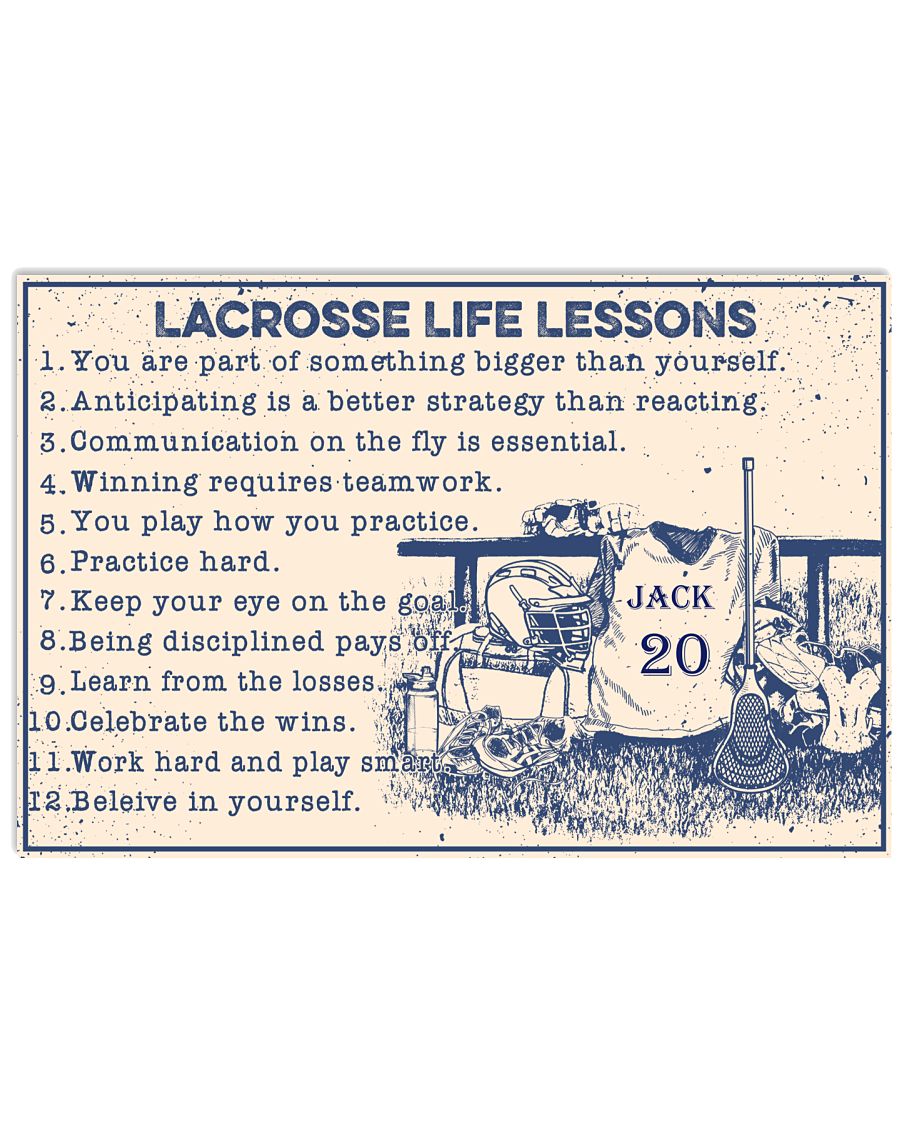 Lacrosse life lessons custom name and number poster 1