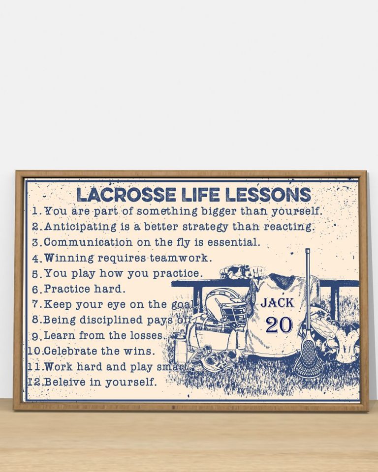 Lacrosse life lessons custom name and number poster