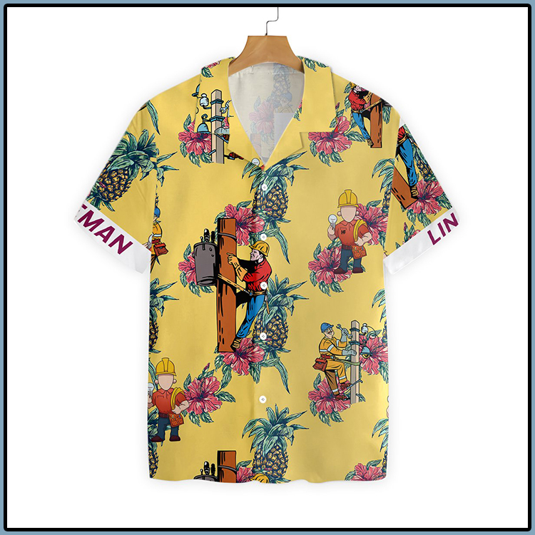 Lineman Pineapple Seamless Pattern Hawaiian Shirt3