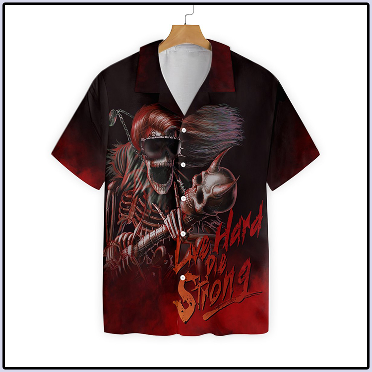 Live Hard Die Strong Burning Guitar Hawaiian Shirt 3