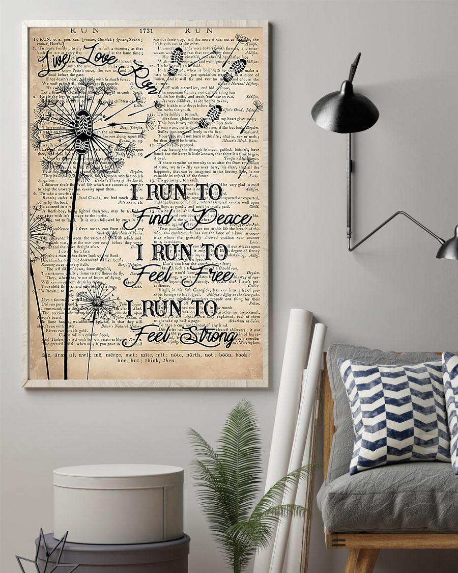 Live love run I run to find peace poster