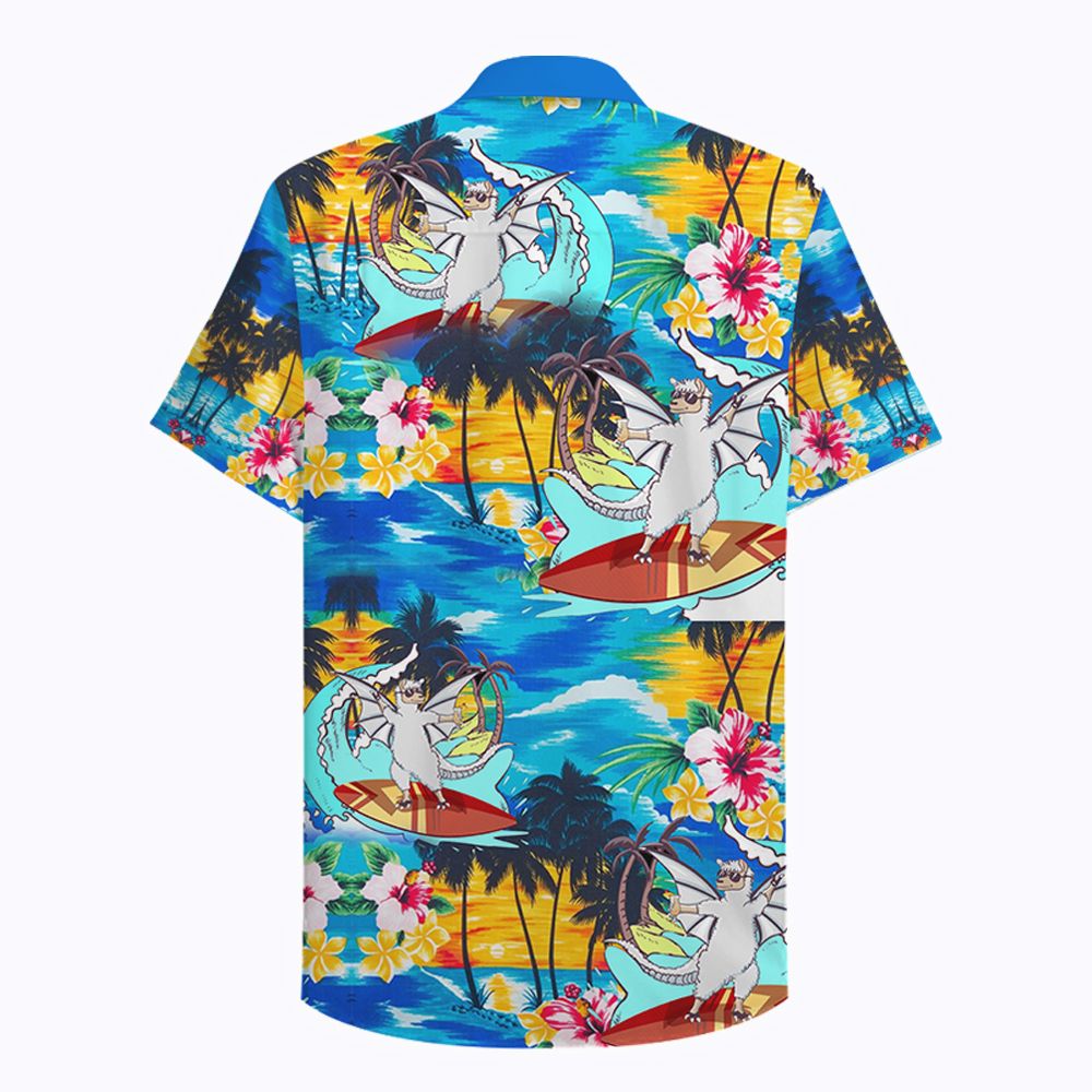 Llama surfing hawaiian shirt 1