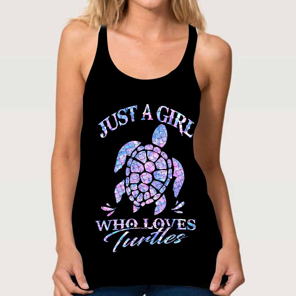Turtles just a girl who loves turtles criss cross tank top