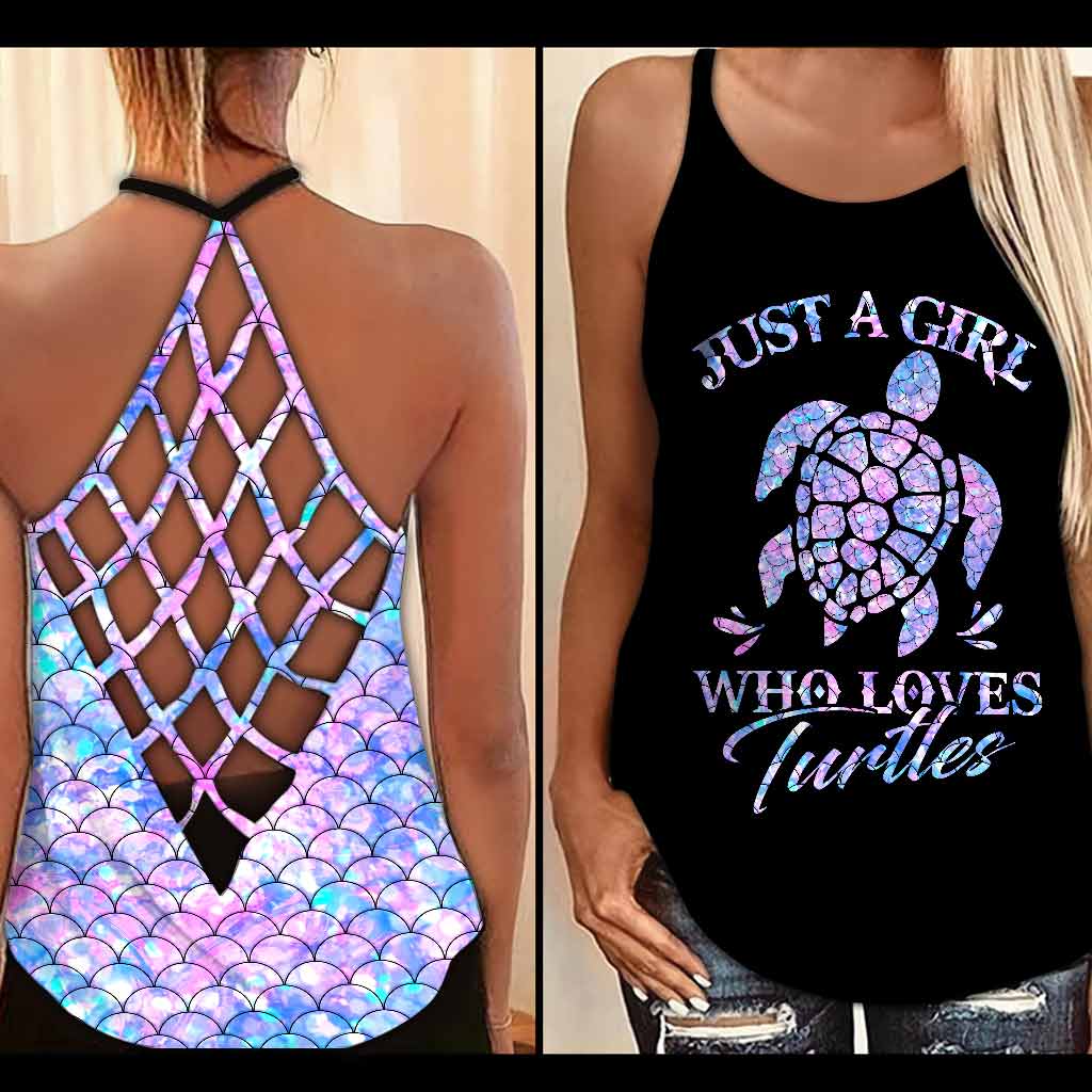 Turtles just a girl who loves turtles criss cross tank top