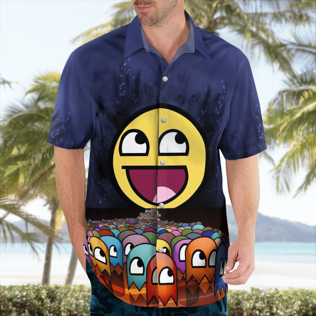 Pacman face Hawaiian shirt 2