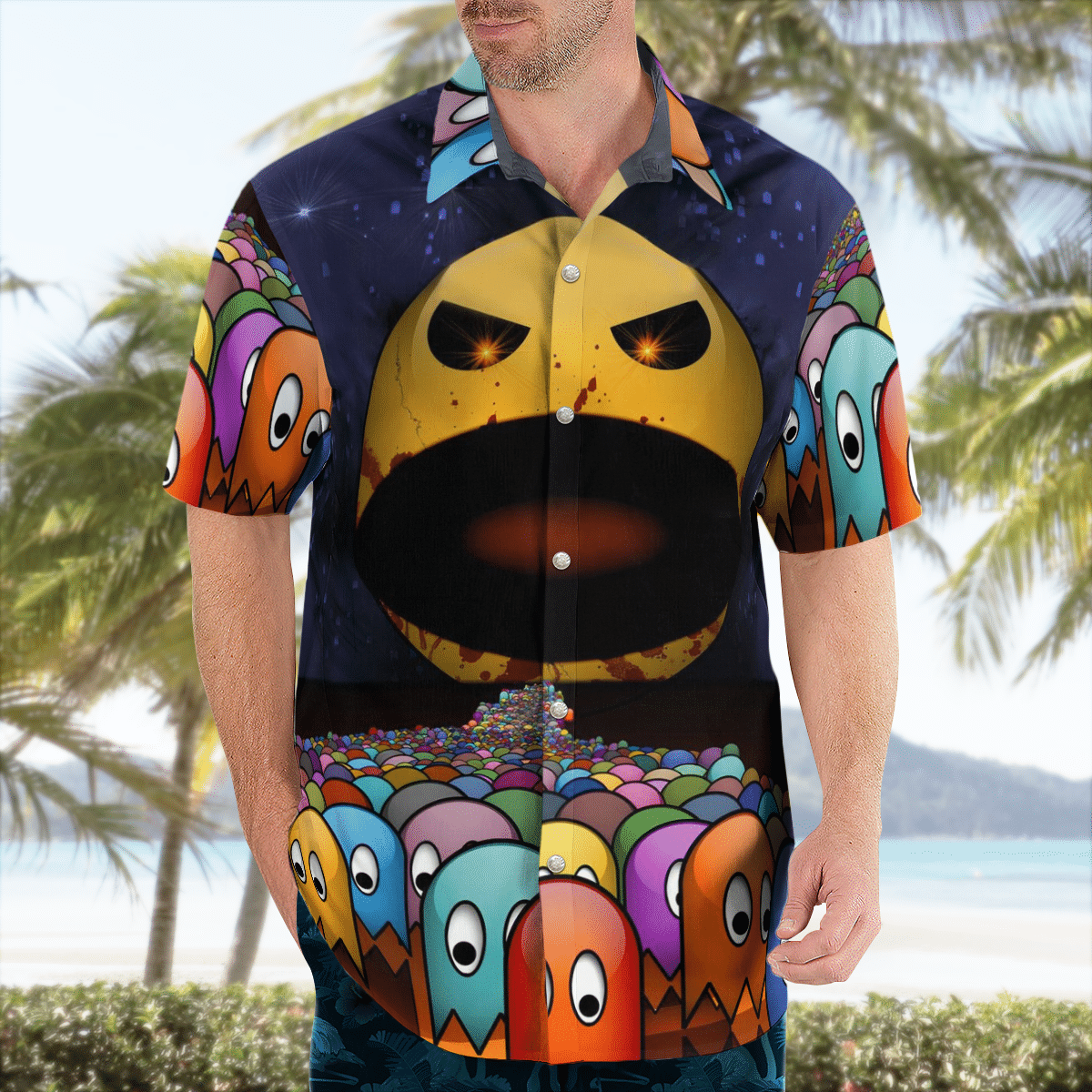 Pacman horror face Hawaiian shirt 2