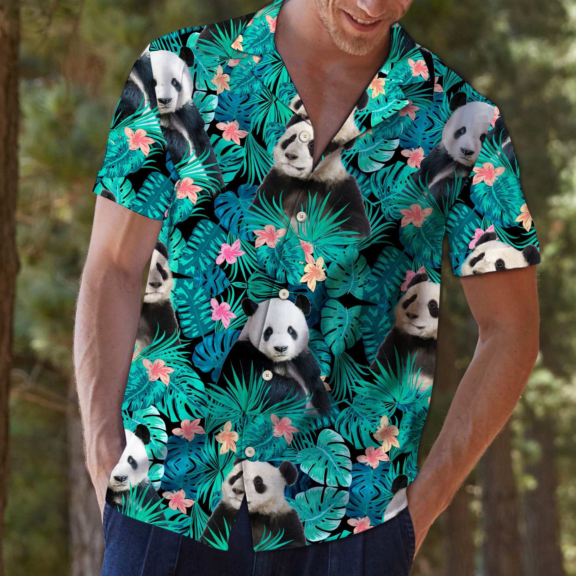Panda tropical Hawaiian shirt 1