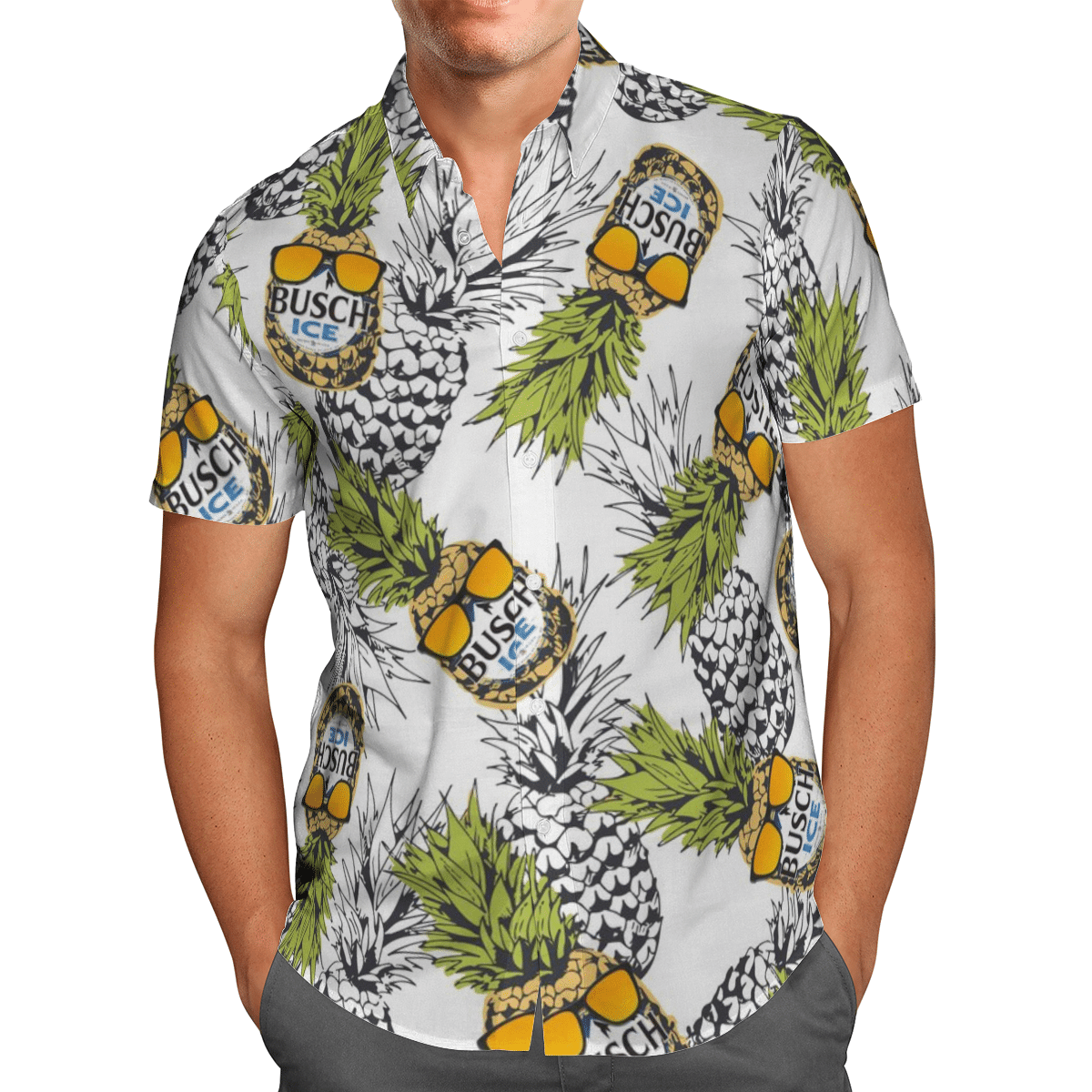 Pineapple busch ice Hawaiian shirt and short 1