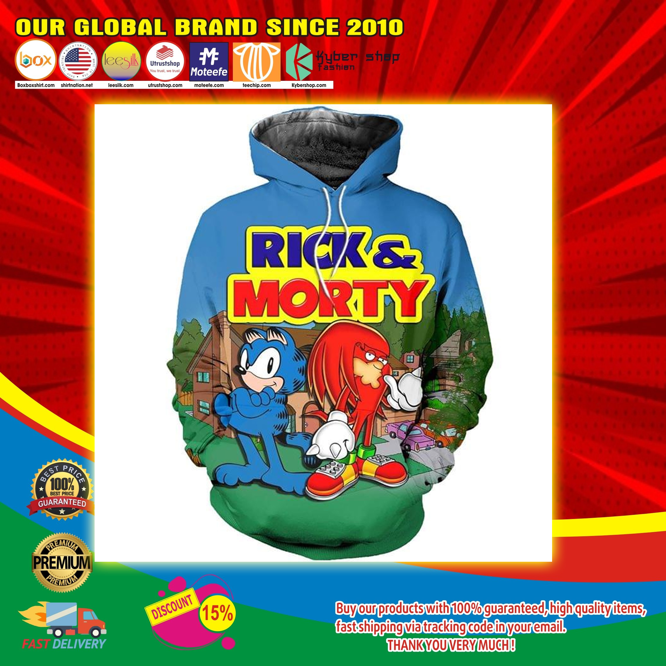 Rick and morty Sonic the hedgehog 3d hoodie1