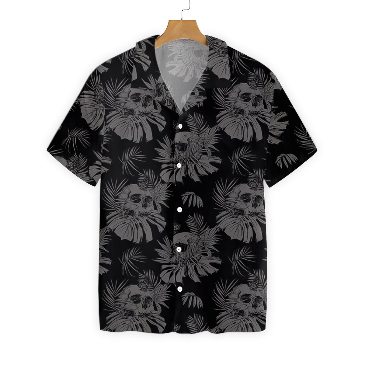 Seamless Gothic Skull With Butterfly Goth Hawaiian Shirt1