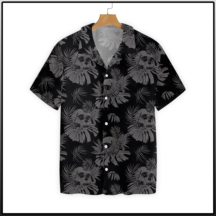 Seamless Gothic Skull With Butterfly Goth Hawaiian Shirt3