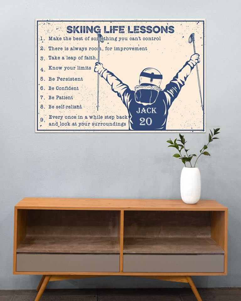 Skiing life lessons custom name and number poster 3