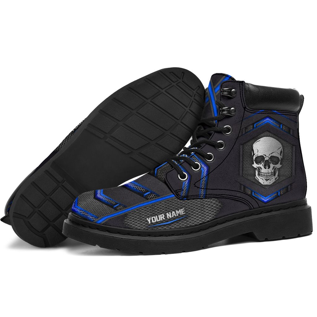 Skull carbon pattern custom name timberland boots 1