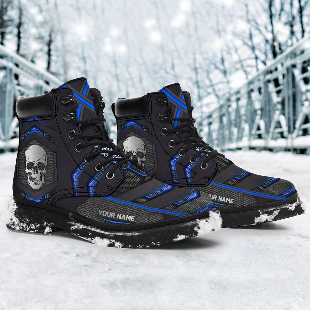 Skull carbon pattern custom name timberland boots 3