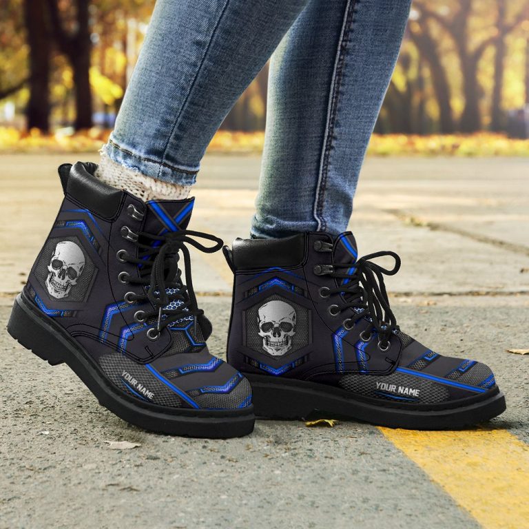 Skull carbon pattern custom name timberland boots 4
