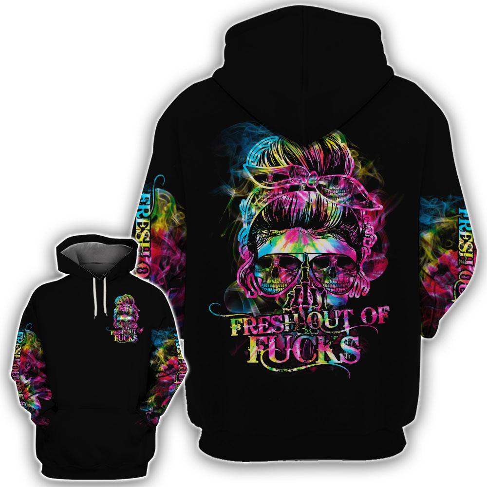 Skull girl black fresh out of f 3d hoodie and shirt 1.1