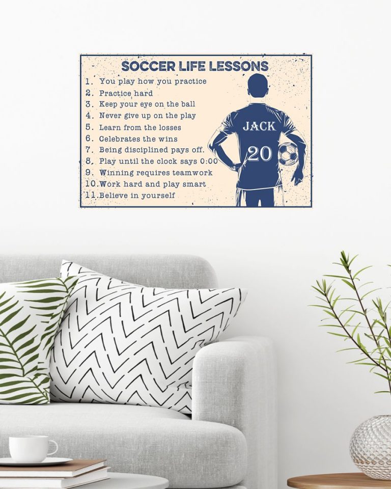 Soccer life lessons custom name and number poster 5