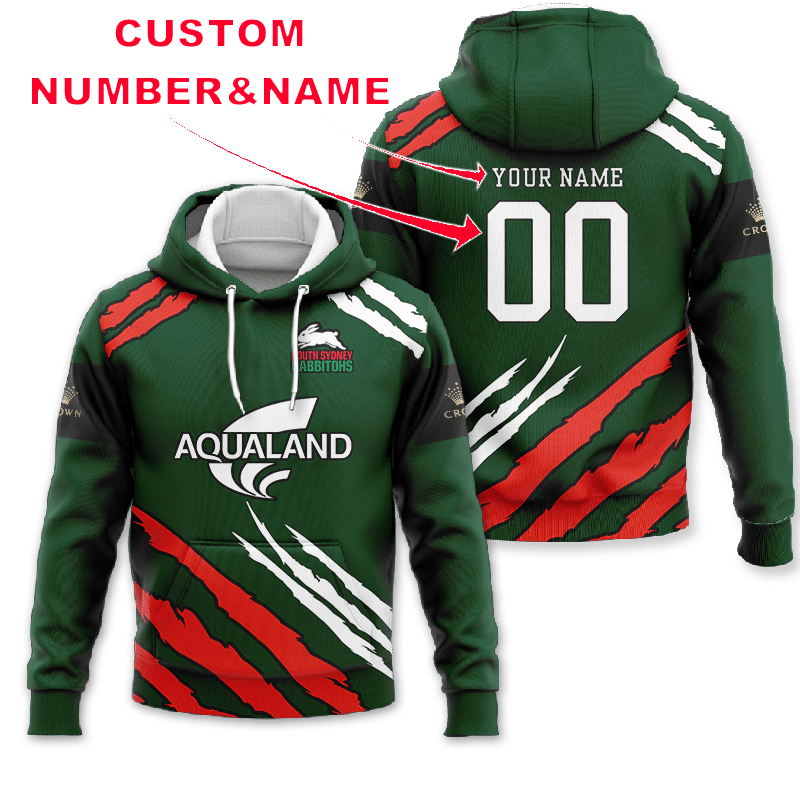 South Sydney rabbitohs custom name and number hoodie and shirt 2