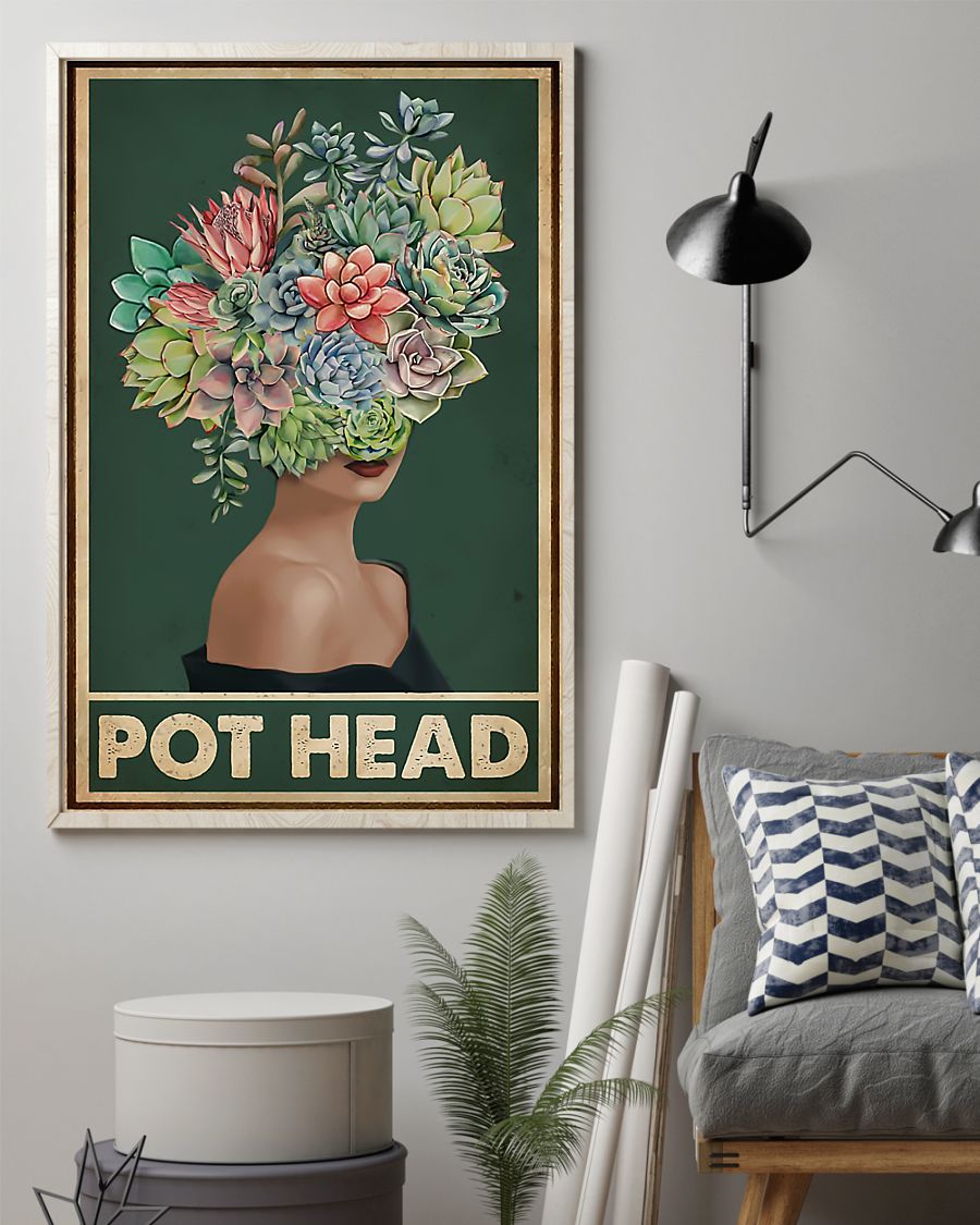 Succulent girl pot head poster