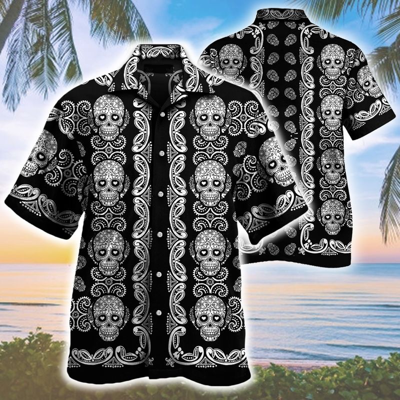 Sugar Skull Pattern Hawaiian Shirt1