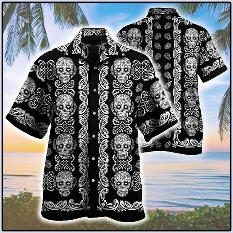 Sugar Skull Pattern Hawaiian Shirt2