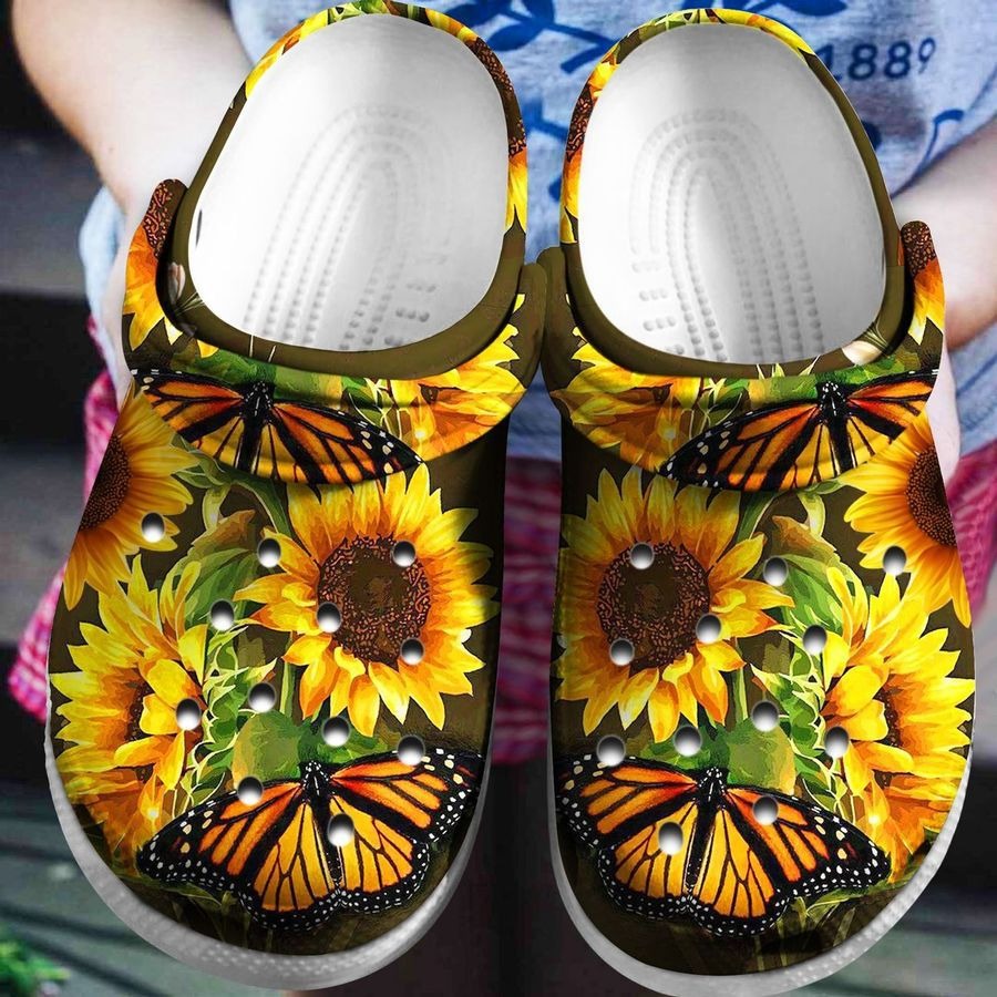 Sunflower butterfly croc shoes crocband