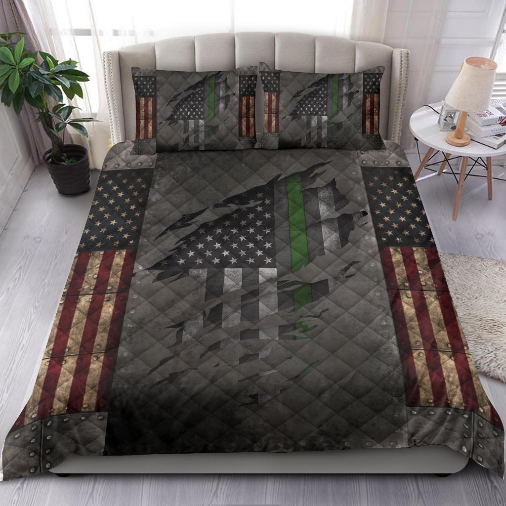 Thin Green Line Bedding Set American Flag Honor Military Gift For Veteran1