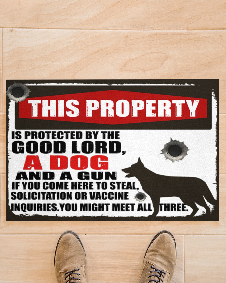 This property is protected by the good lord and a gun doormat 2.2